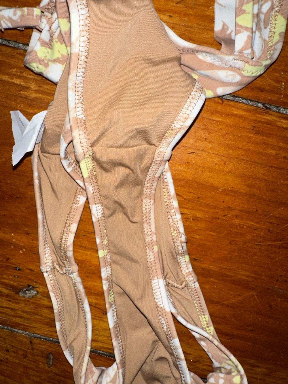 aerie Floral One-Piece Swimsuit in Beige, White & Yellow - Picture 3 of 3